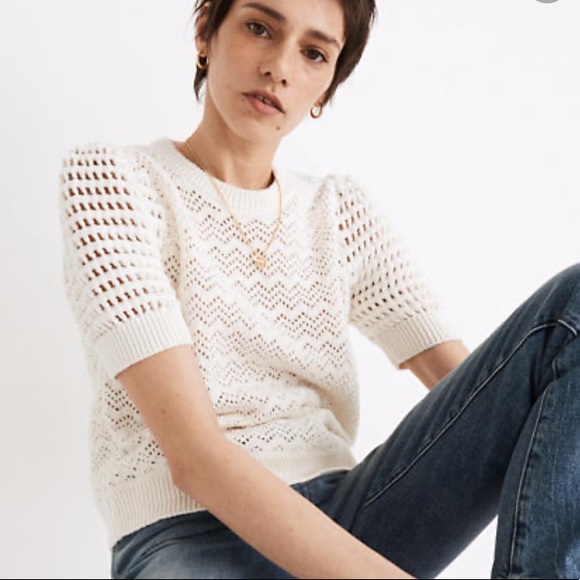 Madewell Atwater Crochet Sweater Tee 